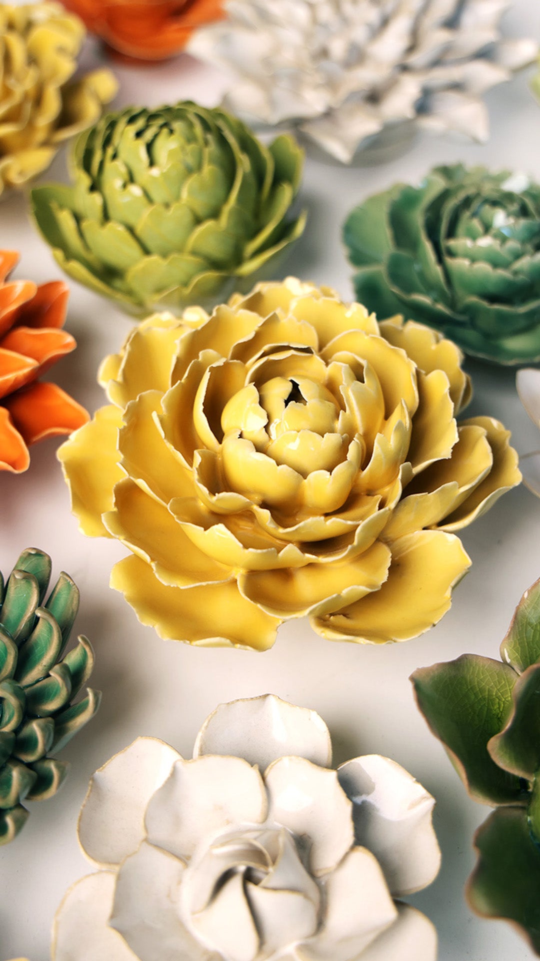 Buttercup Yellow Gay Paree Peony - Chive Ceramics Studio - Ceramic Flowers - Chive Ceramics Studio