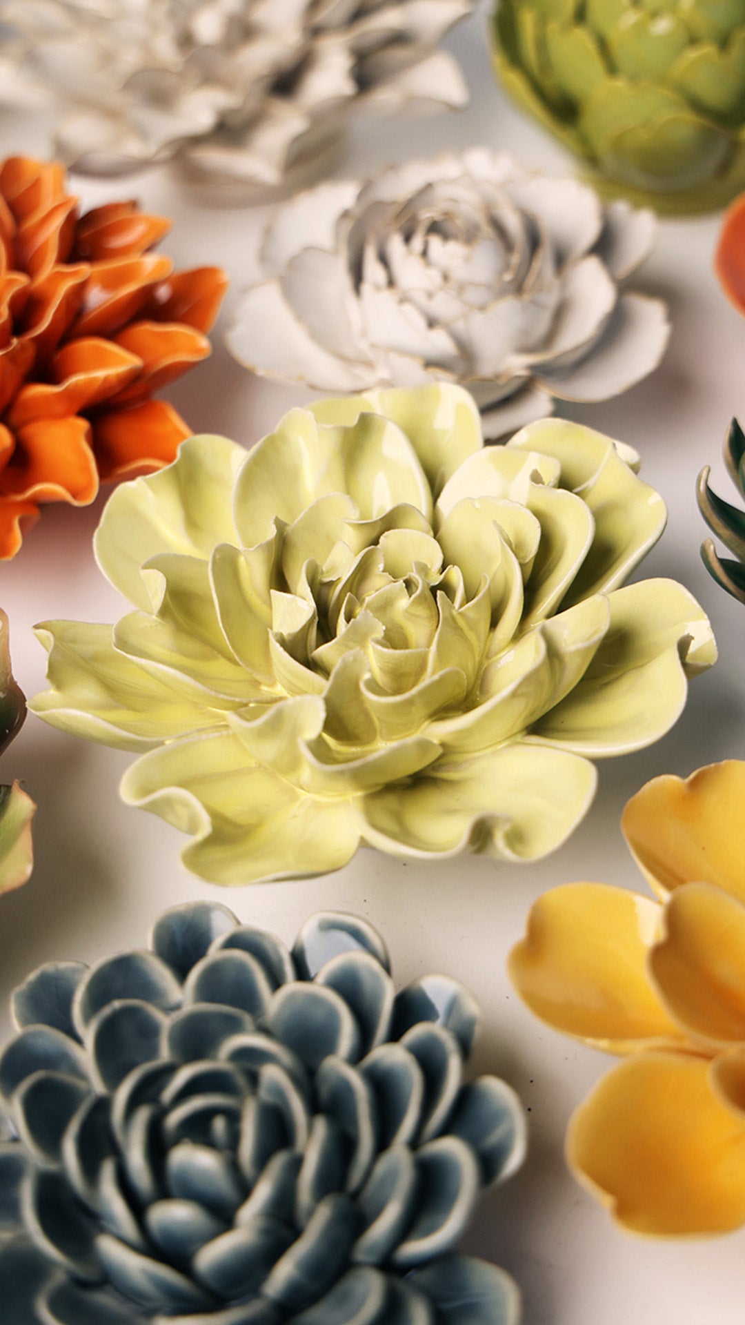 Lime Yellow Larkspur - Chive Ceramics Studio - Ceramic Flowers - Chive Ceramics Studio