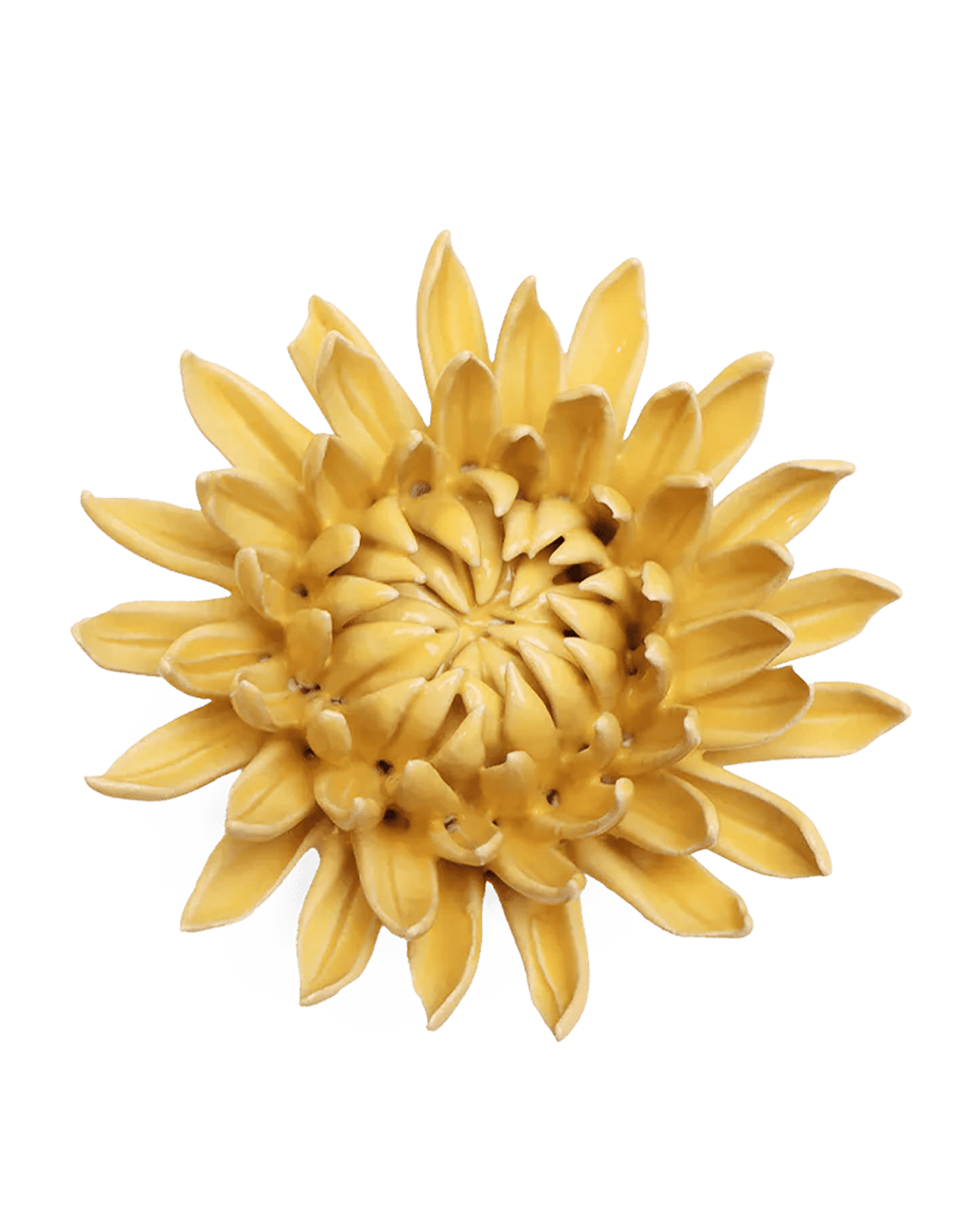 Yellow Sarah Mum ceramic wall flower — English Garden collection — designed in Toronto by Chive Studio