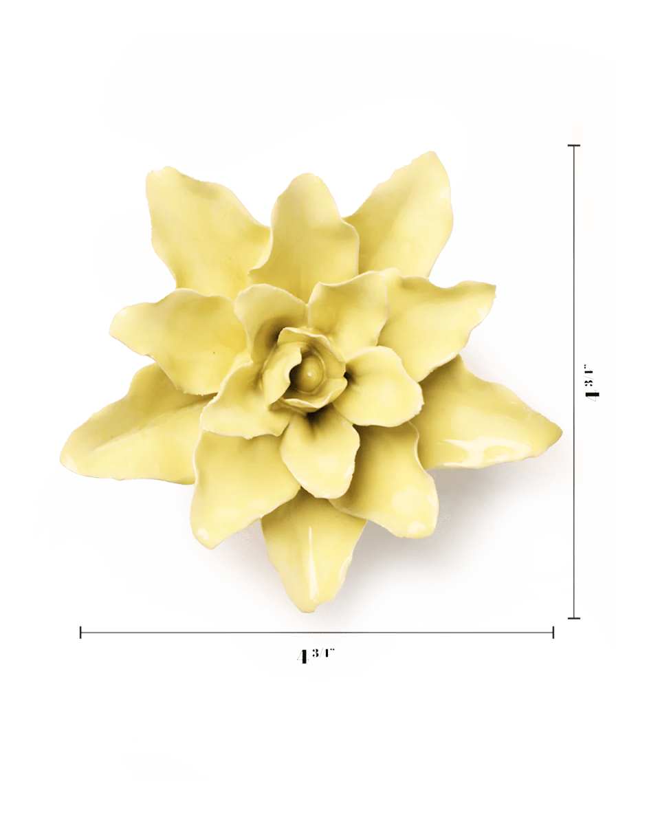 Lime Yellow Lily ceramic wall flower  — English Garden collection — designed in Toronto by Chive Studio