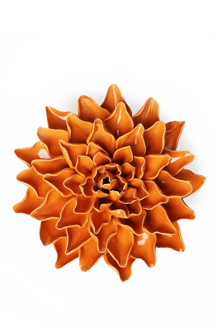 Orange Azalea ceramic wall flower — English Garden collection — designed in Toronto by Chive Studio