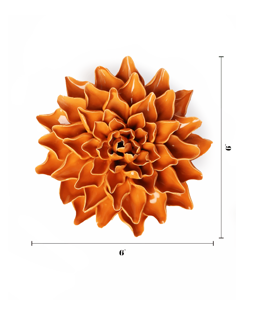 orange autumn azalea ceramic wall flower — English Garden Collection — handmade by Chive Studio Toronto