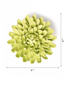 Yellow Green Pompom Mum ceramic wall flower — English Garden — handmade by Chive Studio Toronto
