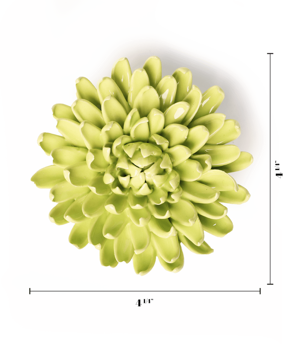 Yellow Green Pompom Mum - Chive Ceramics Studio - Ceramic Flowers - Chive Ceramics Studio