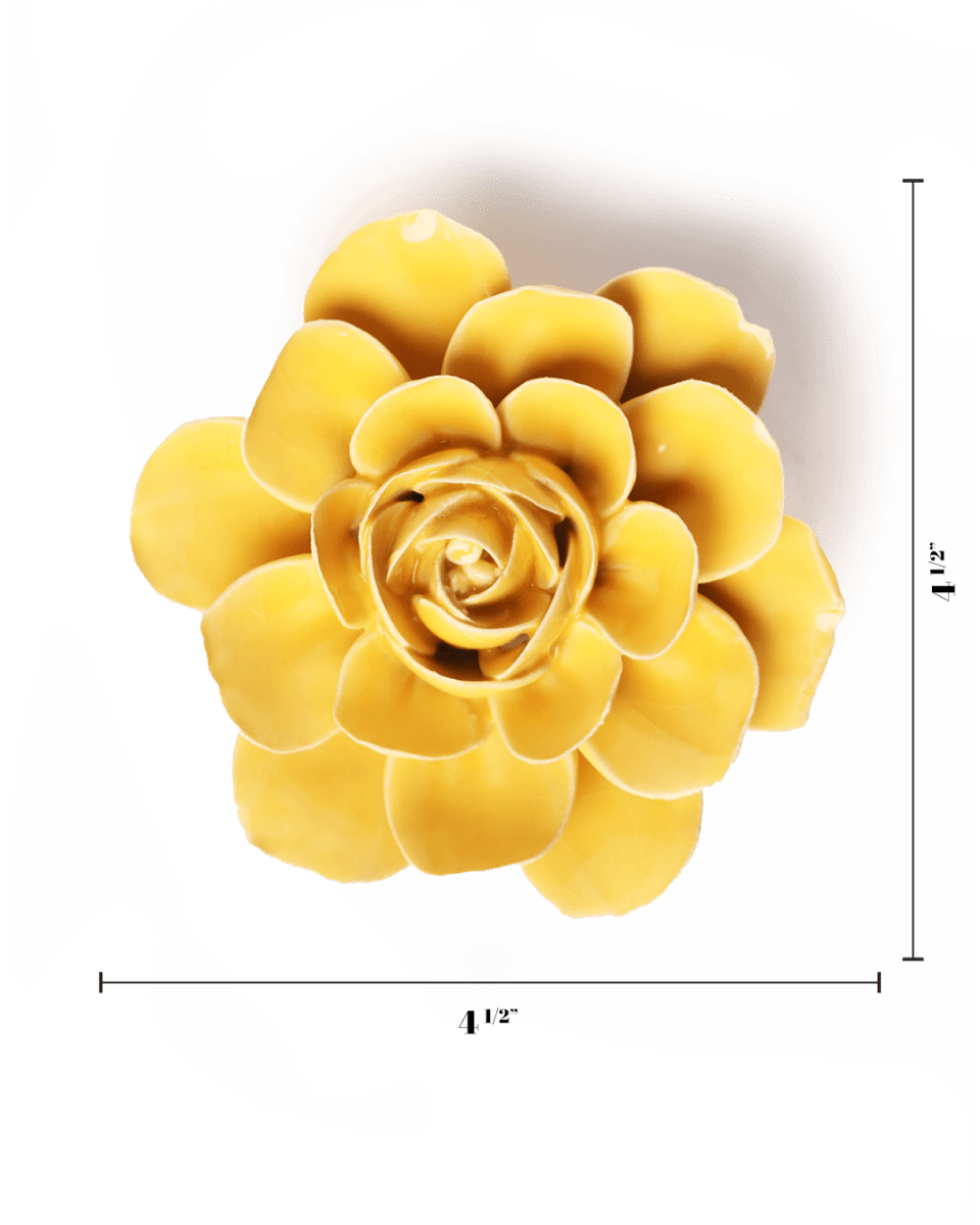 Burnt Yellow Begonia ceramic wall flower — English Garden — handmade by Chive Studio Toronto