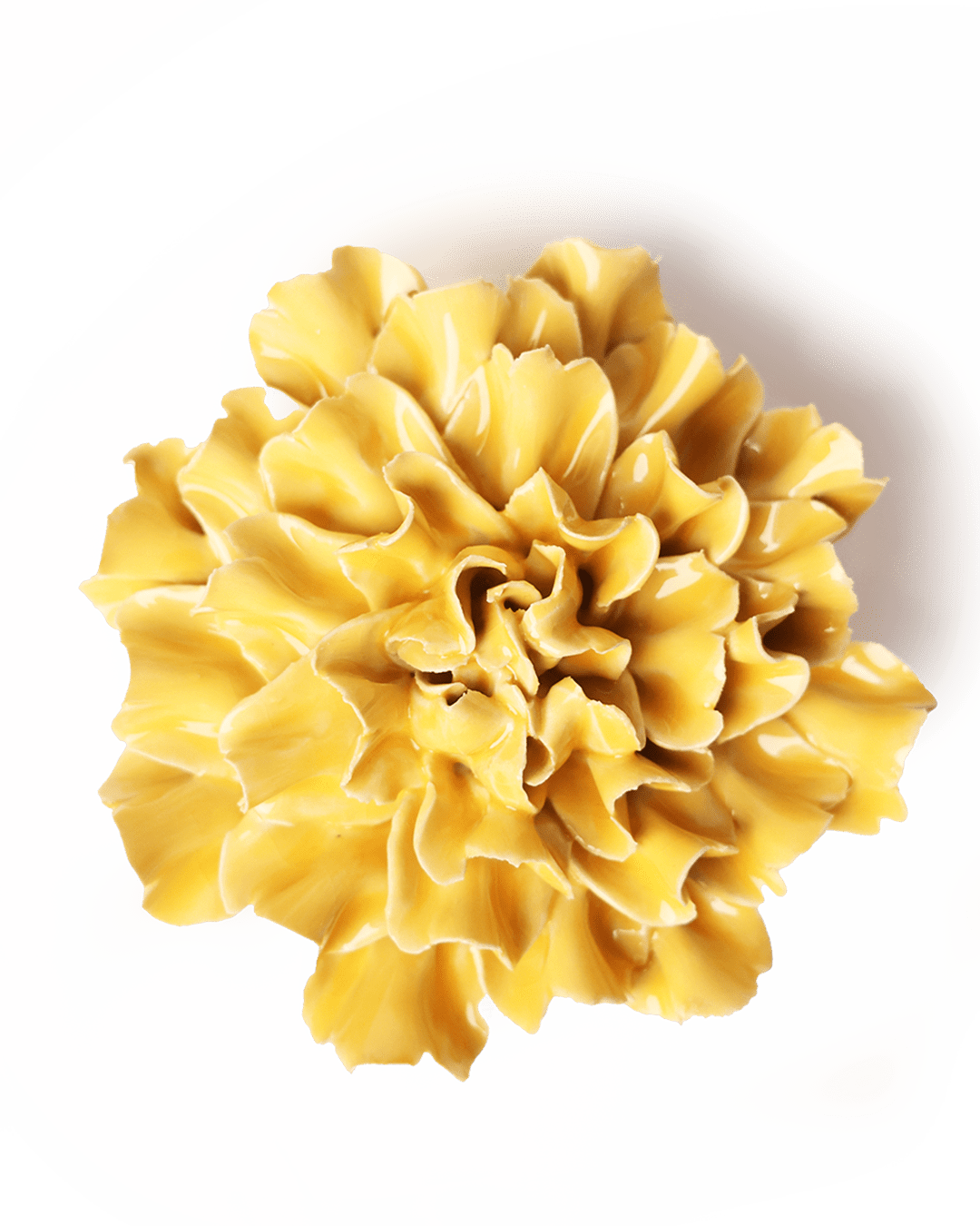 Burnt Yellow Carnation ceramic wall flower — English Garden collection — designed in Toronto by Chive Studio