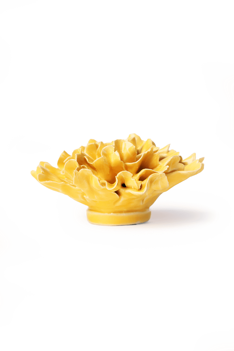 Burnt Yellow Tundra Carnation ceramic wall flower — English Garden — handmade by Chive Studio Toronto