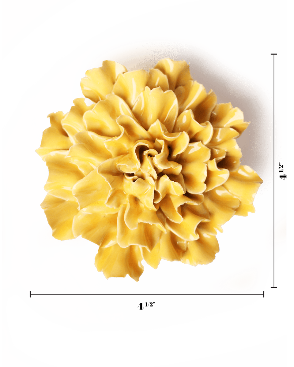 Burnt Yellow Tundra Carnation ceramic wall flower — English Garden — handmade by Chive Studio Toronto