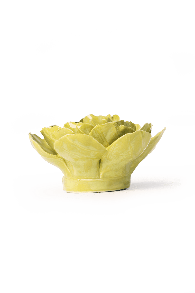 Chartreuse Primrose ceramic wall flower — English Garden — handmade by Chive Studio Toronto