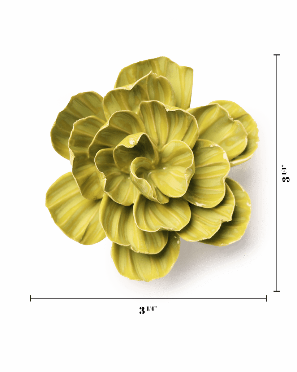 Chartreuse Primrose ceramic wall flower — English Garden — handmade by Chive Studio Toronto