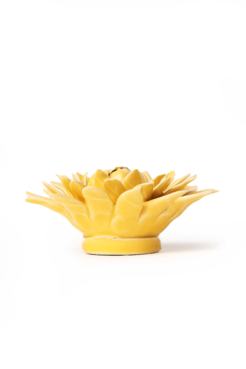 Burnt Yellow Strawflower ceramic wall flower — English Garden collection — designed in Toronto by Chive Studio