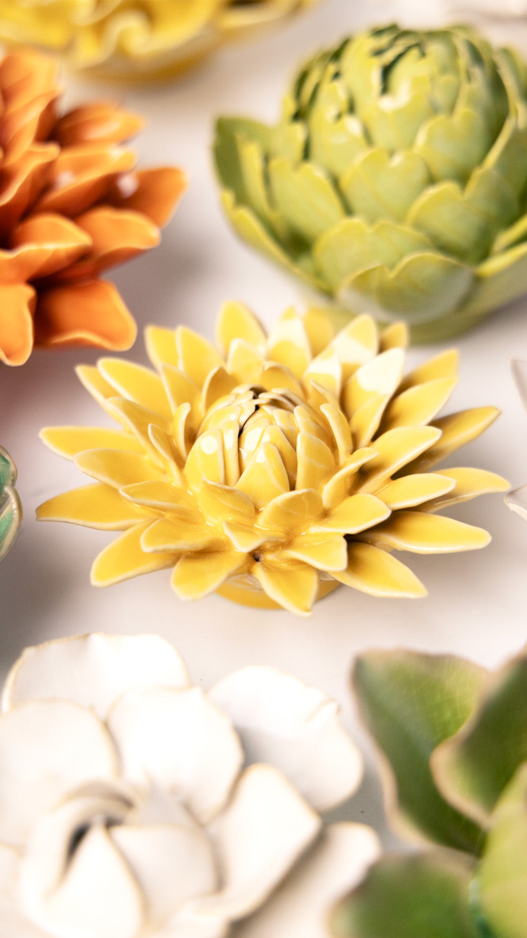 Burnt Yellow Strawflower - Chive Ceramics Studio - Ceramic Flowers - Chive Ceramics Studio