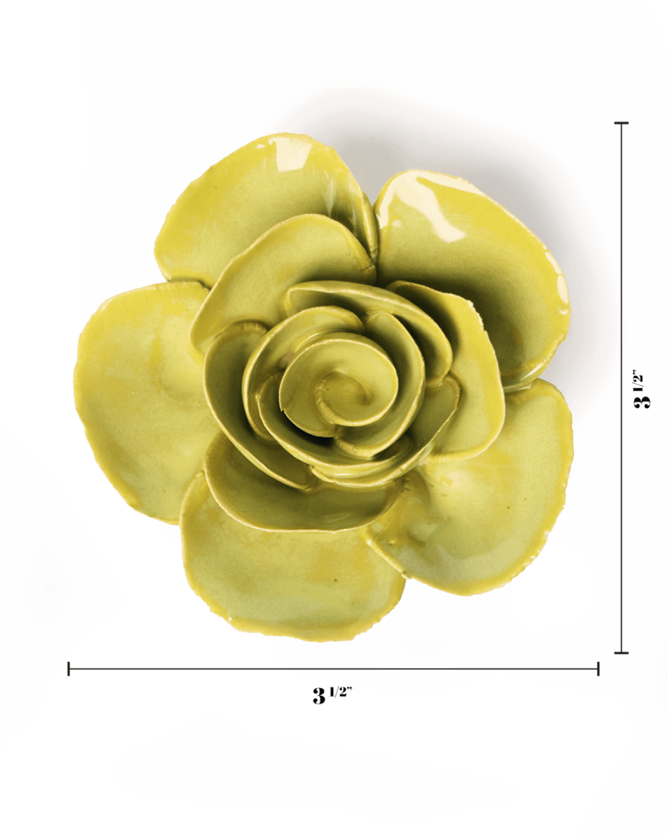 Chartreuse Elegance Ranunculus ceramic wall flower — English Garden — handmade by Chive Studio Toronto