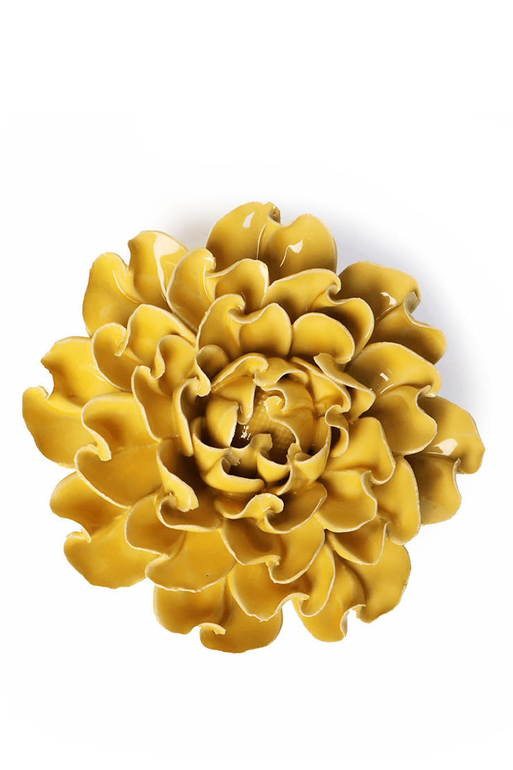 Buttercup Yellow Hawthorn ceramic wall flower  — English Garden collection — designed in Toronto by Chive Studio