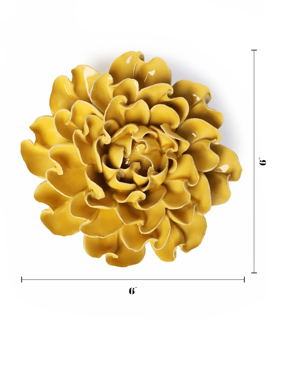 Buttercup Yellow Hawthorn ceramic wall flower — English Garden — Designed by Chive Studio Toronto