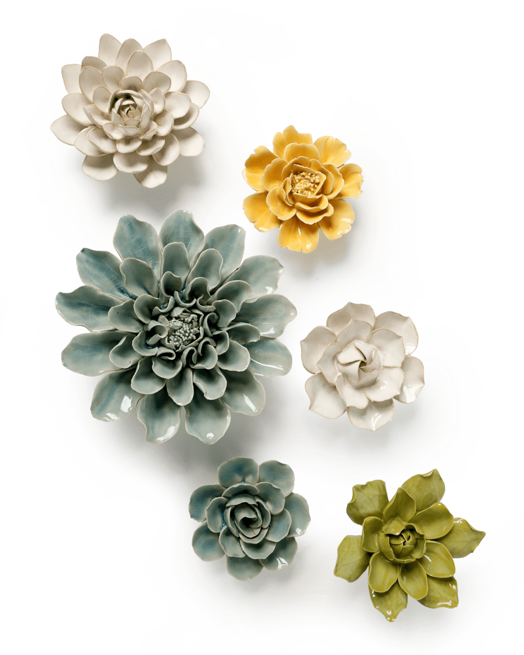Nursery Wall Decor Ceramic Flower Medium Grey Handmade Art