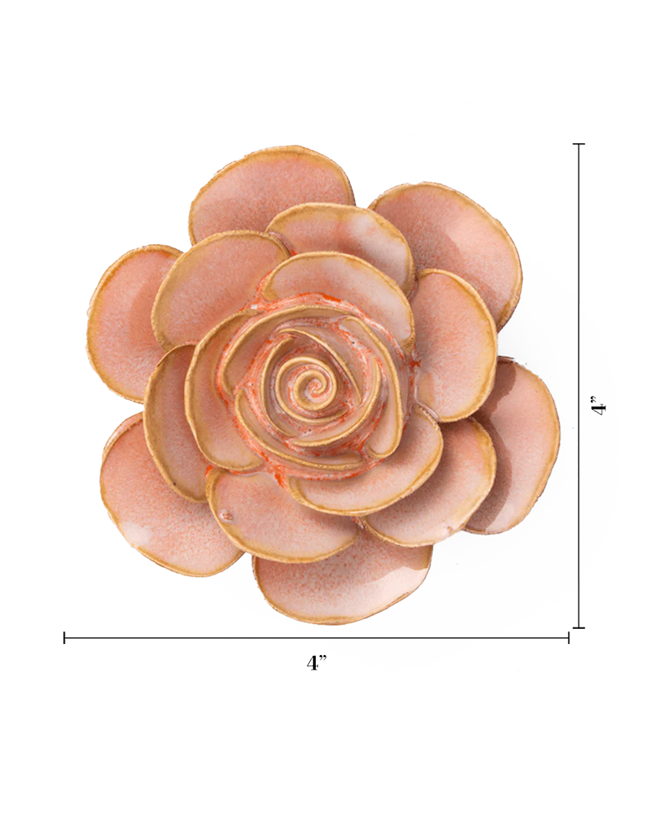 Peach Pink Ranunculus Ceramic Wall Flower | Chive