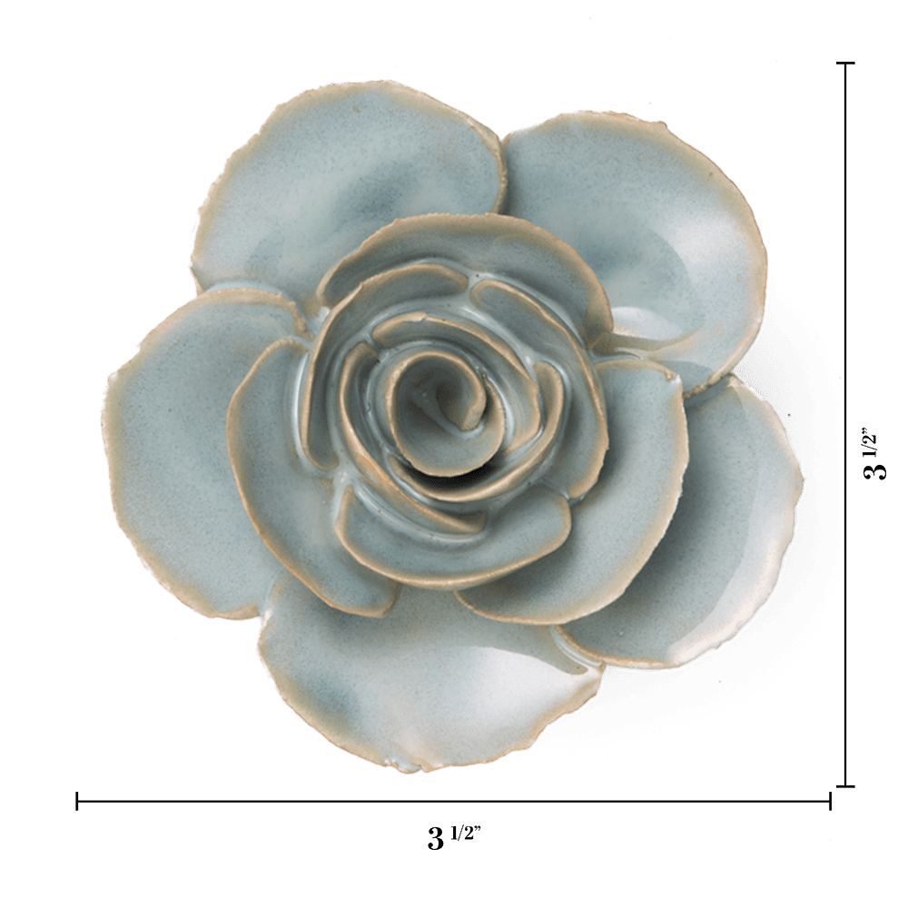 France Ceramic Flower Wall Art Teal Ranunculus - Chive Ceramics Studio - Ceramic Flowers - Chive Ceramics Studio