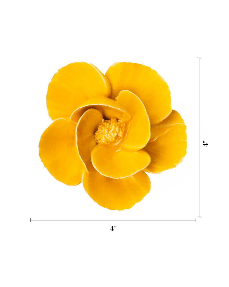 Burnt Yellow Poppy ceramic wall flower  — France collection — designed in Toronto by Chive Studio