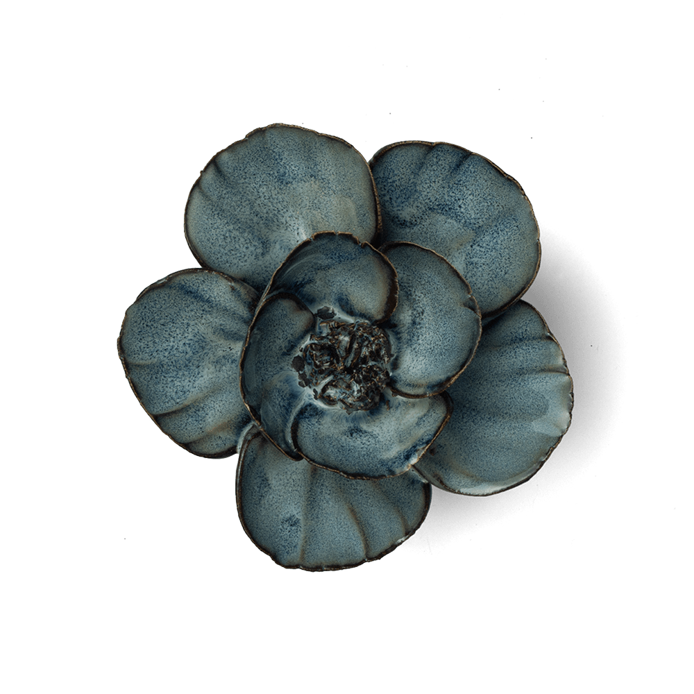 France Ceramic Flower Wall Art Blue Grey Lotus - Chive Ceramics Studio - Ceramic Flowers - Chive Ceramics Studio