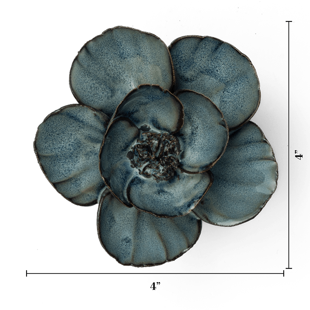 France Ceramic Flower Wall Art Blue Grey Lotus - Chive Ceramics Studio - Ceramic Flowers - Chive Ceramics Studio