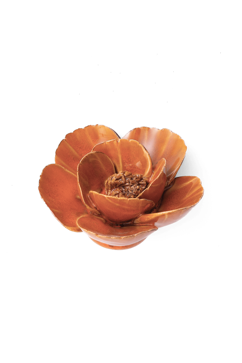 Orange Poppy ceramic wall flower  — France collection — designed in Toronto by Chive Studio