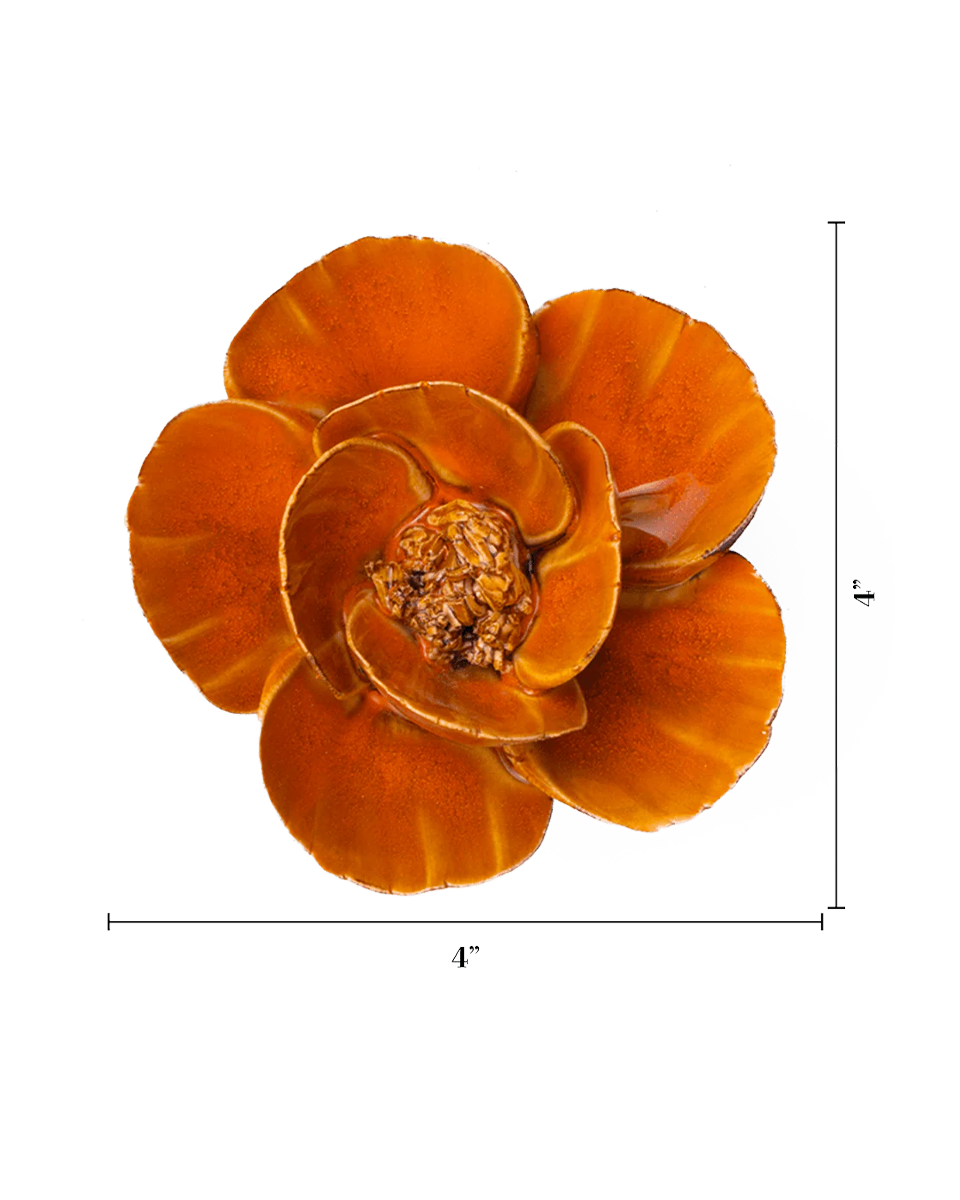 Orange Poppy ceramic wall flower  — France collection — designed in Toronto by Chive Studio