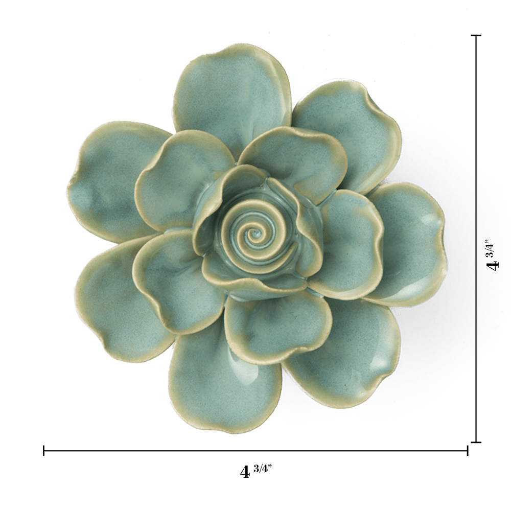 France Ceramic Flower Wall Art Teal Gardenia - Chive Ceramics Studio - Ceramic Flowers - Chive Ceramics Studio