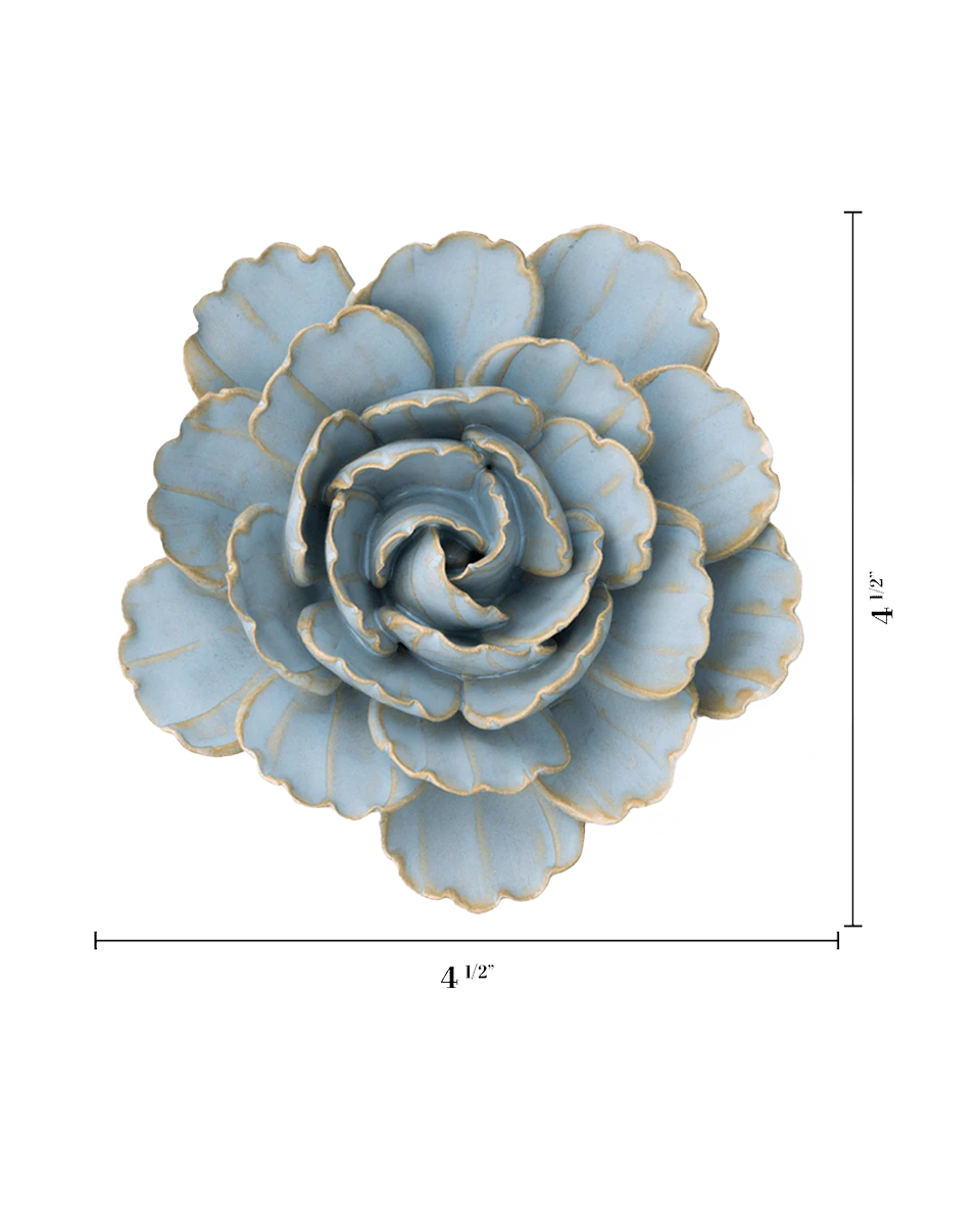 Robin's Egg Blue Keiko Peony ceramic wall flower — France collection — designed in Toronto by Chive Studio