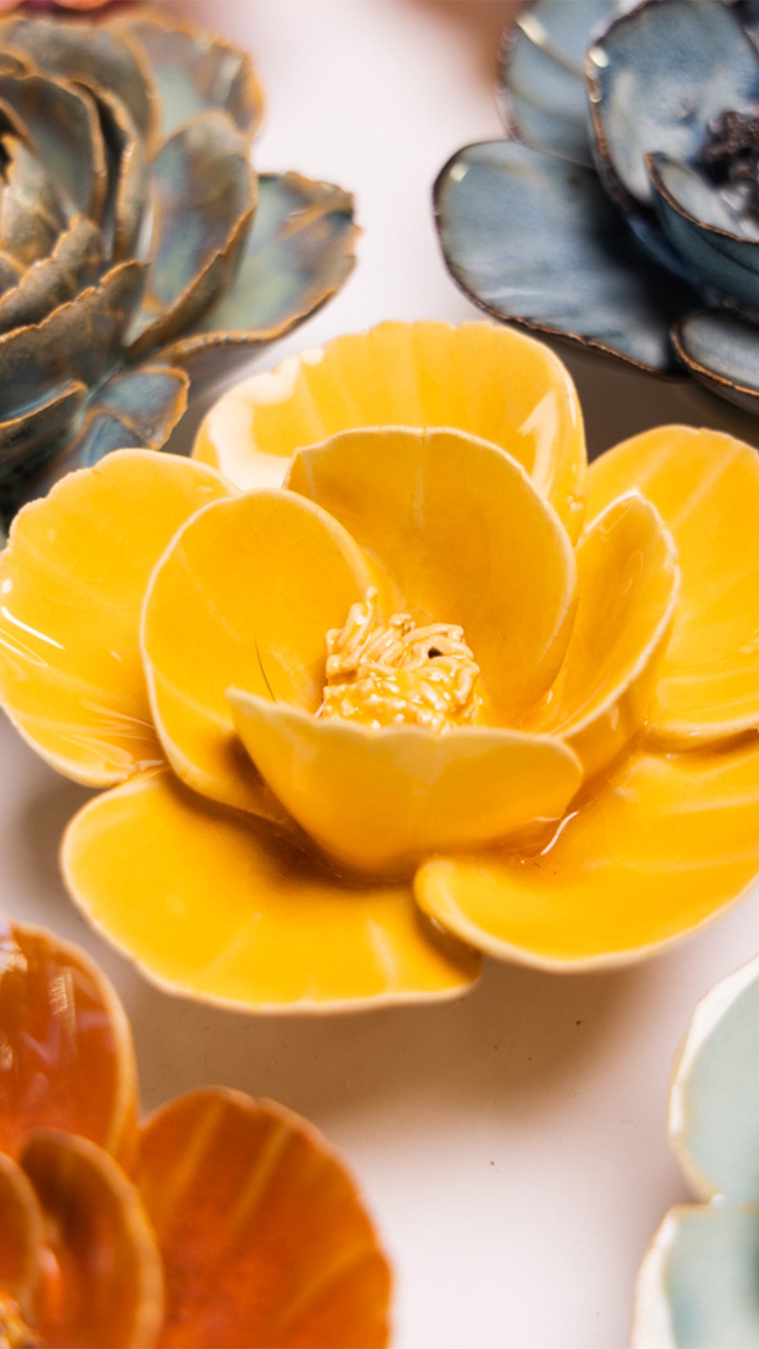 Burnt Yellow Poppy - Chive Ceramics Studio - Ceramic Flowers - Chive Ceramics Studio