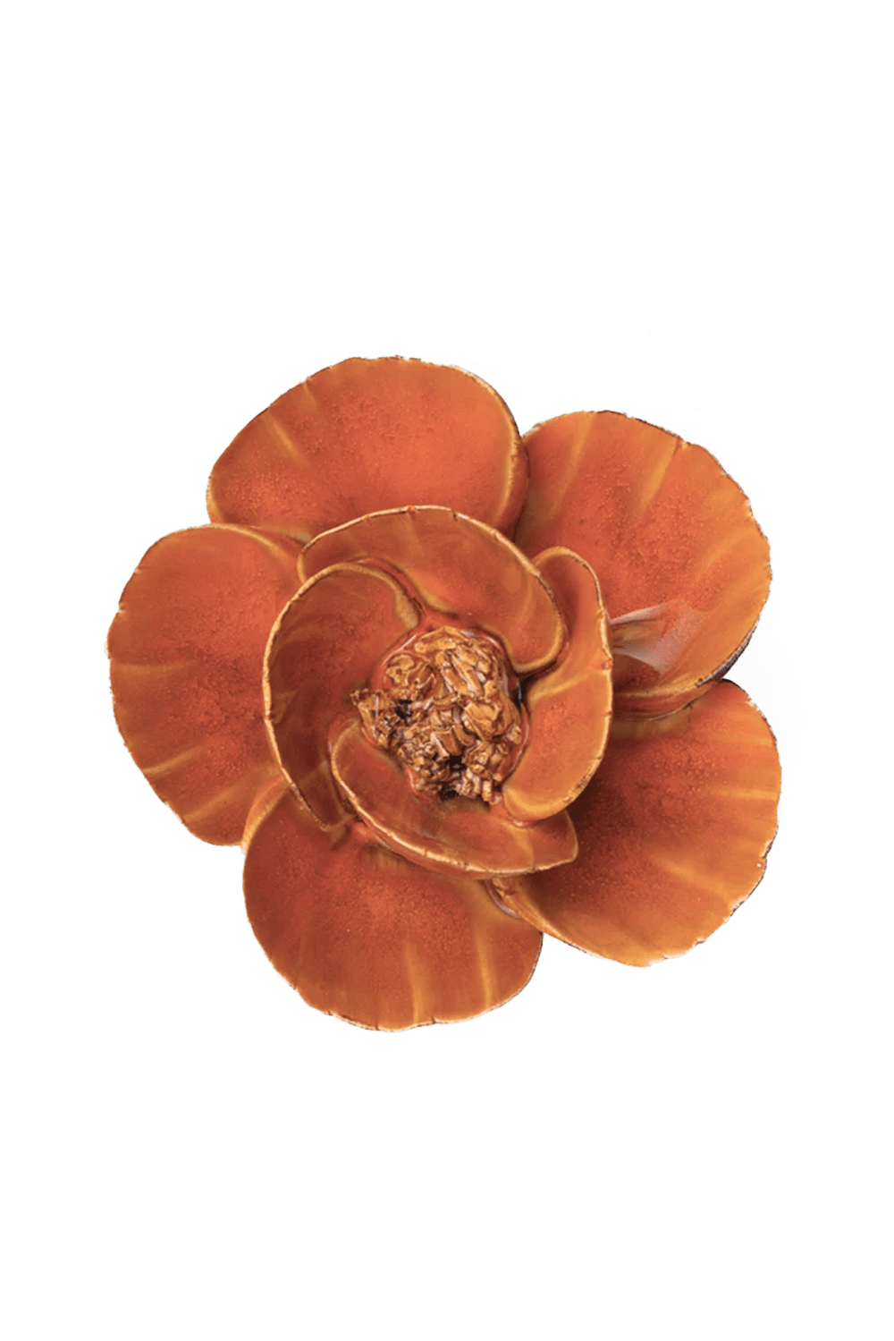Orange Poppy ceramic wall flower  — France collection — designed in Toronto by Chive Studio