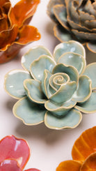 Milk Teal Tahitian Gardenia - Chive Ceramics Studio - Ceramic Flowers - Chive Ceramics Studio