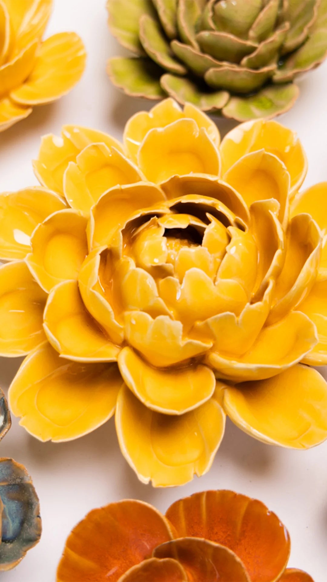 Yellow Empire Cabbage Flower Ceramic Wall Flower | Chive
