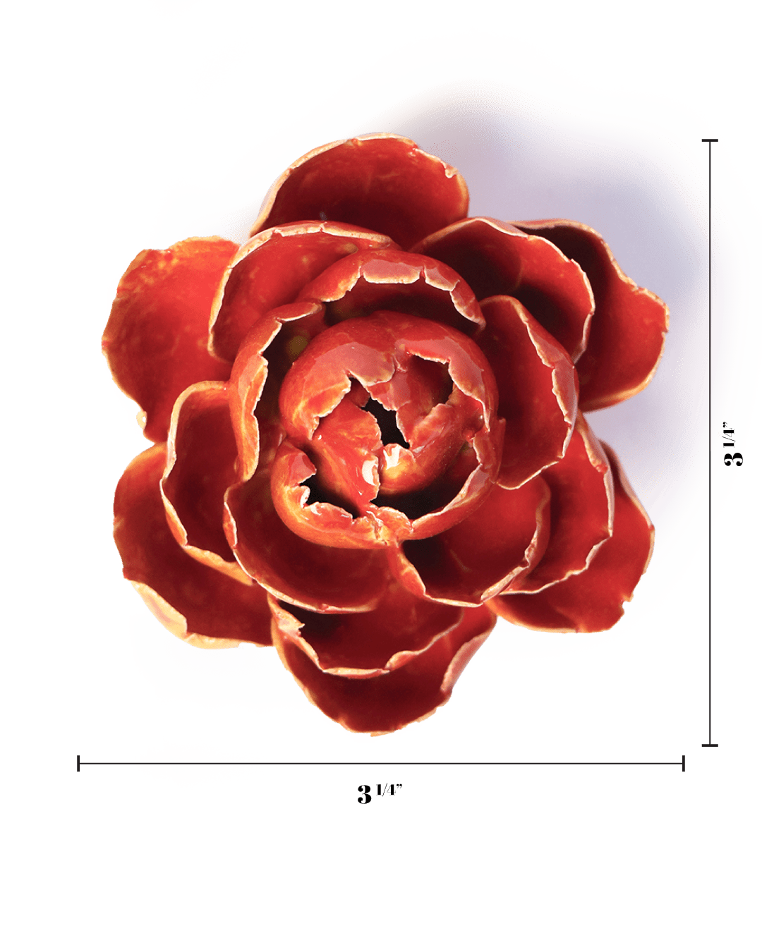 Orange Yellow Gay Paree Peony - Chive Ceramics Studio - Ceramic Flowers - Chive Ceramics Studio