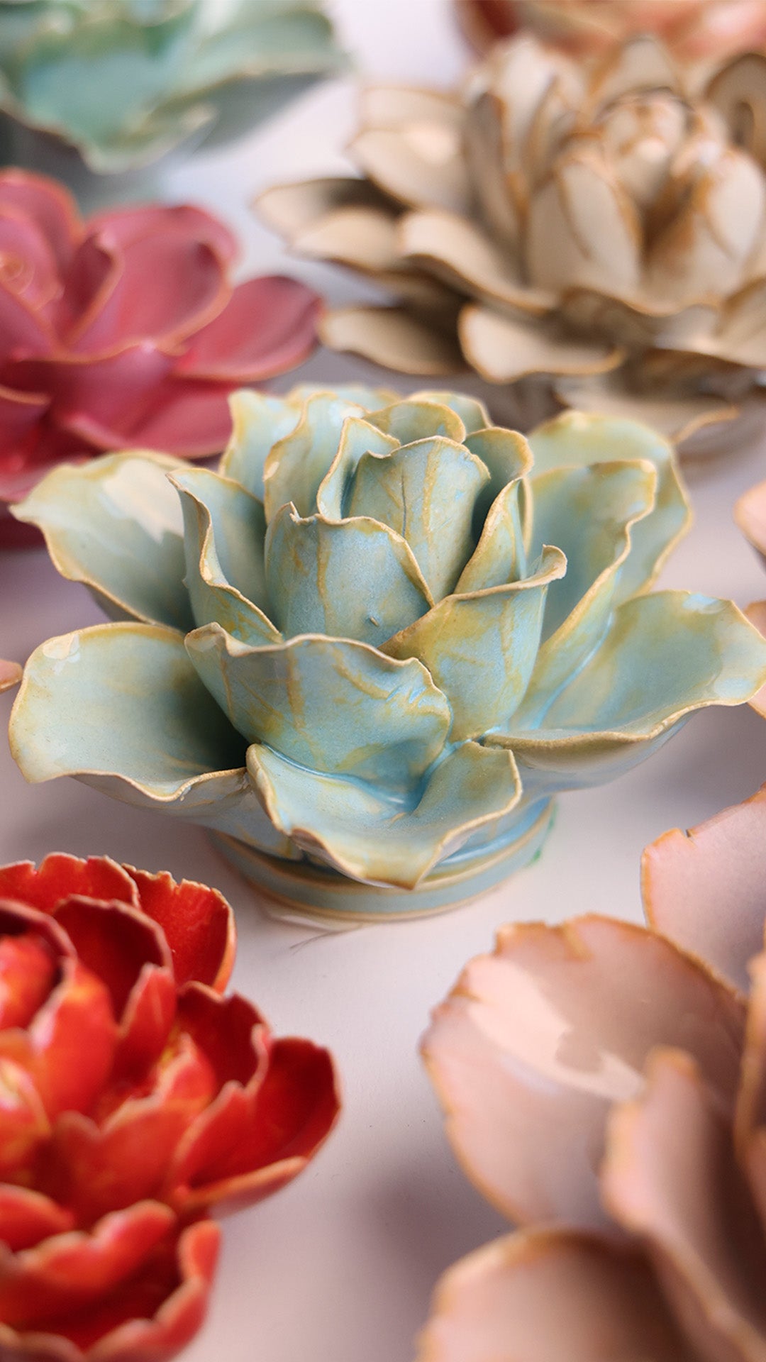Robin's Egg Blue Stargazer Lily - Chive Ceramics Studio - Ceramic Flowers - Chive Ceramics Studio