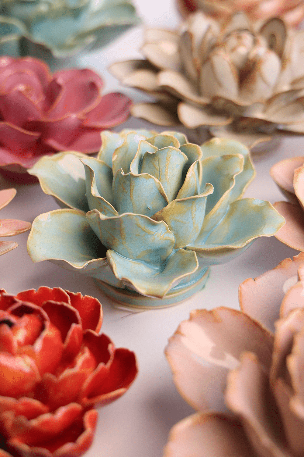 France Robin's Egg Blue Stargazer Lily - Chive Ceramics Studio - Ceramic Flowers - Chive Ceramics Studio