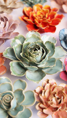 Milk Teal Camellia - Chive Ceramics Studio - Ceramic Flowers - Chive Ceramics Studio