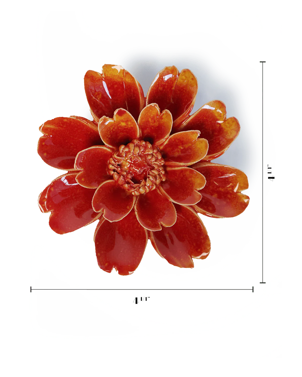 Orange Yellow Daisy ceramic wall flower  — France collection — designed in Toronto by Chive Studio
