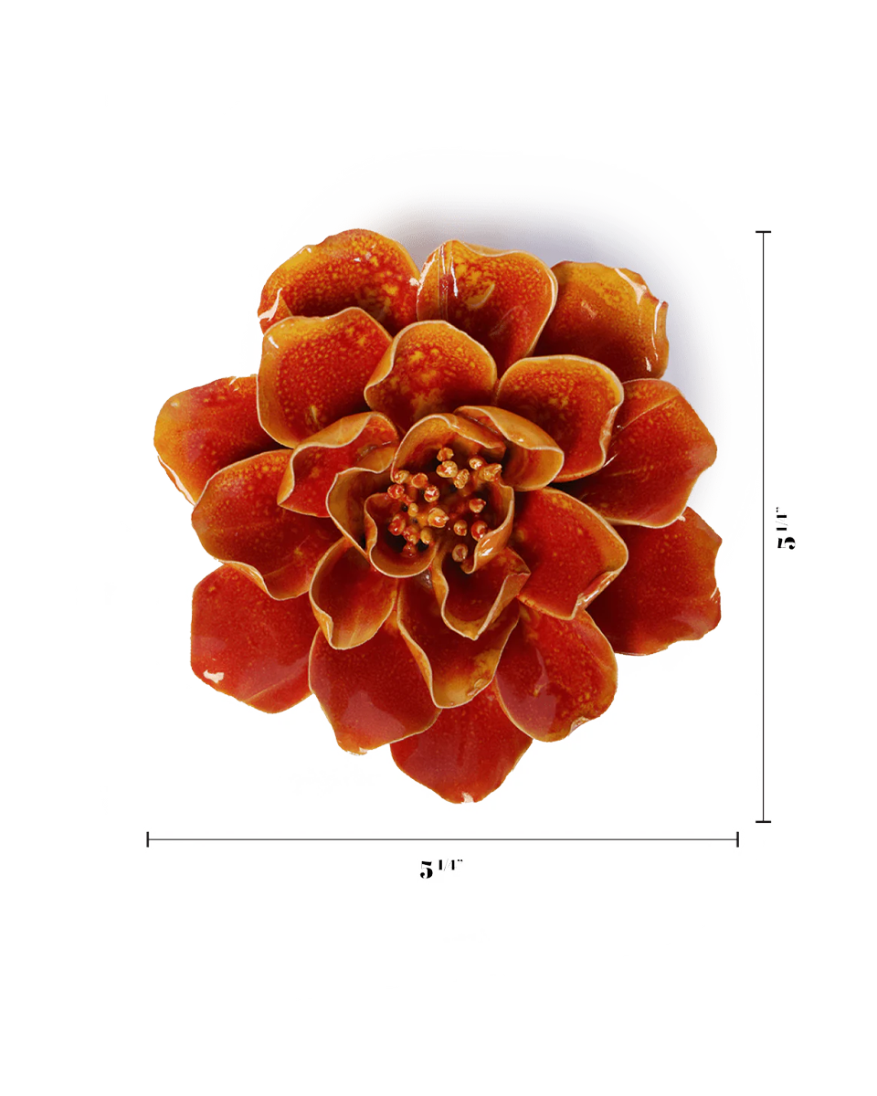 Orange Yellow Coreopsis ceramic wall flower  — France collection — designed in Toronto by Chive Studio