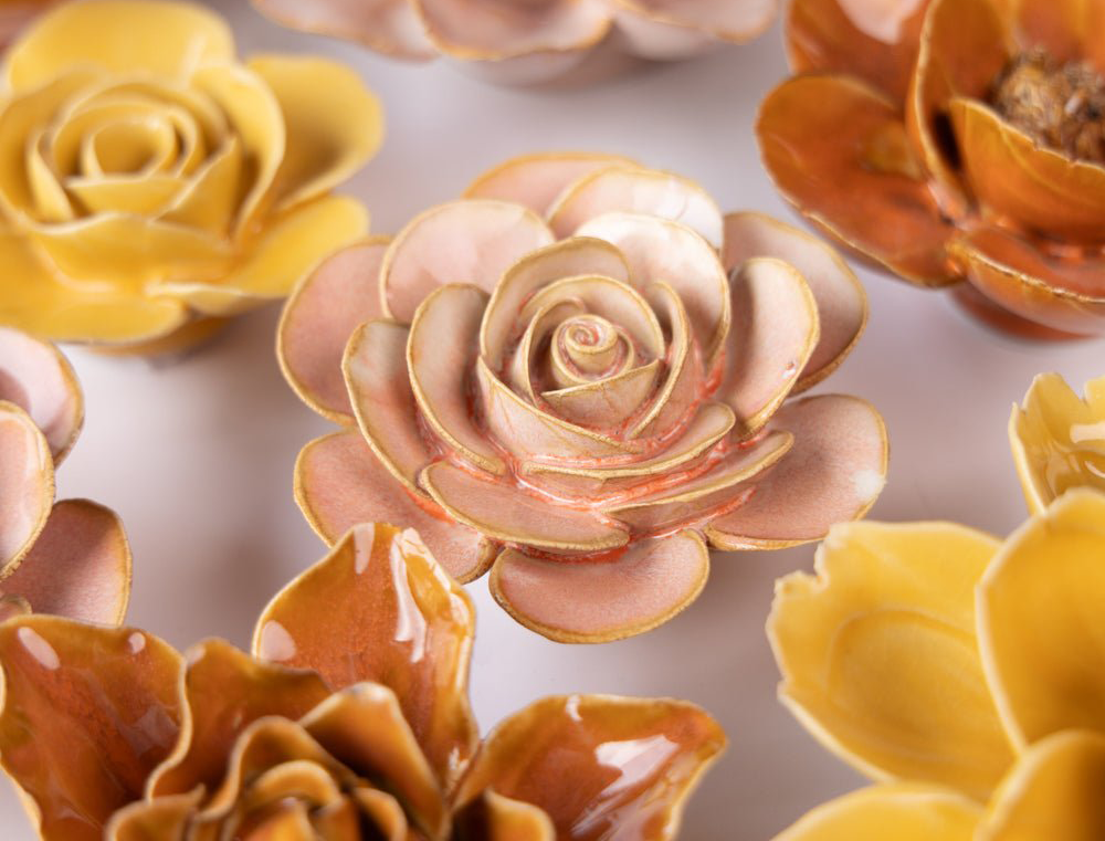 Pink Rose ceramic wall flower — France Collection — handmade by Chive Studio Toronto