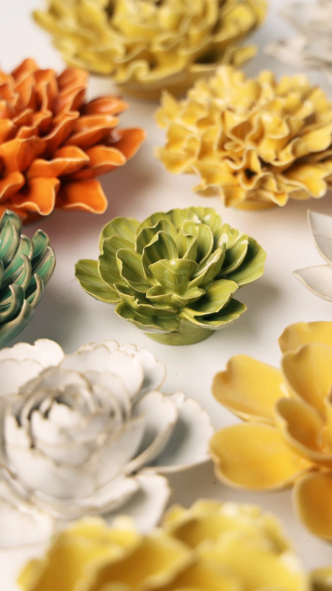 February Birth Flower - Primrose ceramic wall flower styled on wall — Birth Flower Collection — Chive Studio Toronto