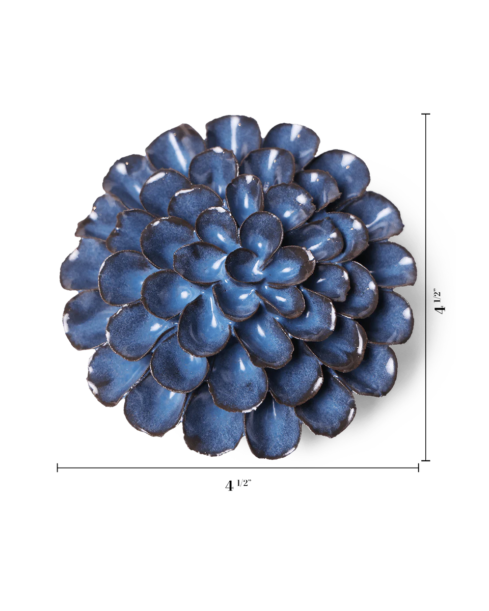 Blue Dahlia ceramic wall flower  — Japan collection — designed in Toronto by Chive Studio