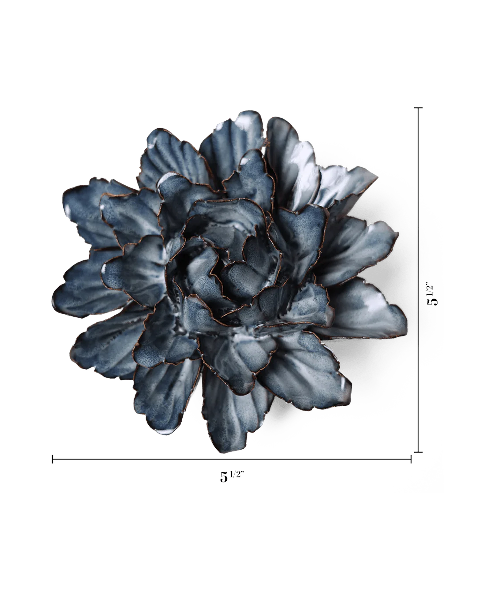 Navy Blue Sorbet Peony ceramic wall flower  — Japan collection — designed in Toronto by Chive Studio