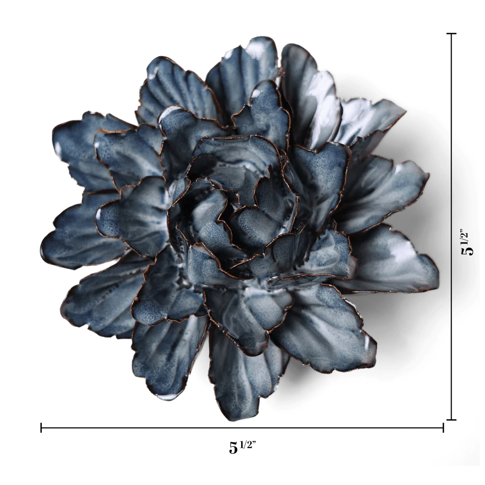 Navy Blue Sorbet Peony ceramic wall flower  — Japan collection — designed in Toronto by Chive Studio