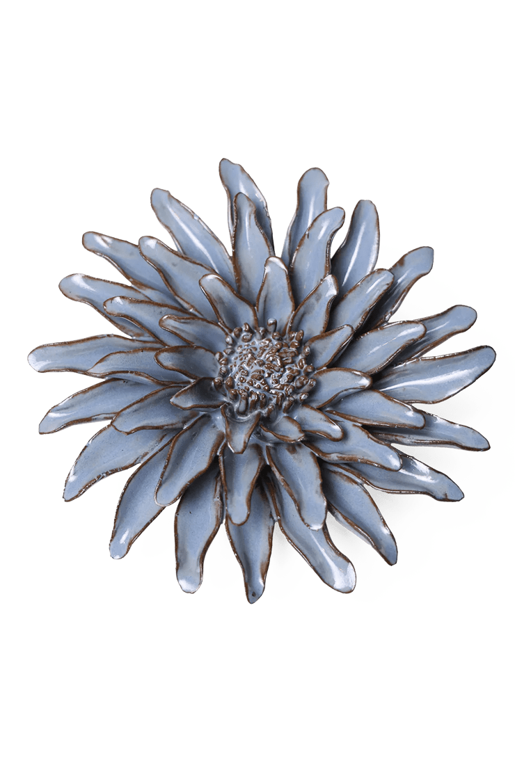 Blue Grey Gerbera Daisy Ceramic wall flower — Japan collection — designed in Toronto by Chive Studio