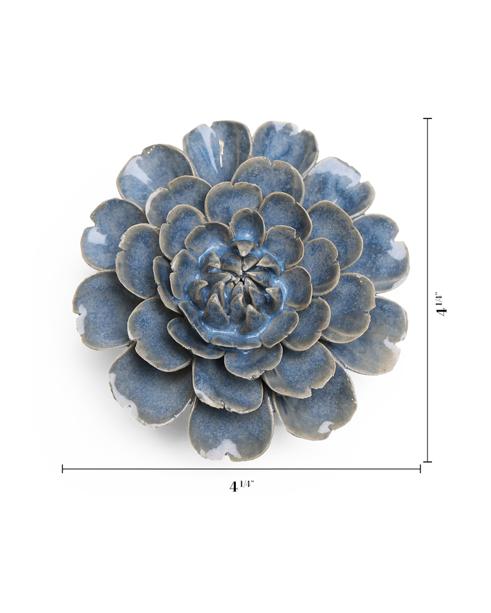 Blue Marigold ceramic wall flower  — Japan collection — designed in Toronto by Chive Studio