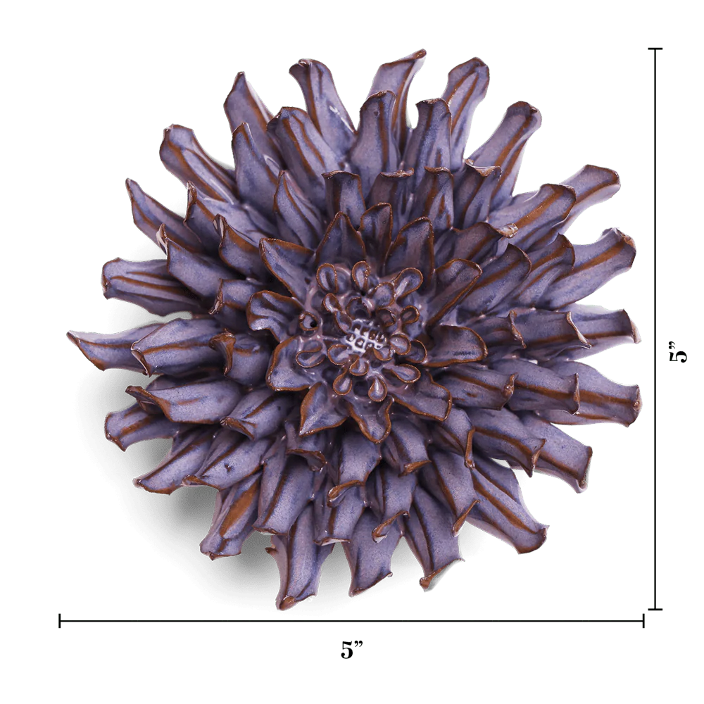 Violet Blue Fleur De Lis ceramic wall flower  — Japan collection — designed in Toronto by Chive Studio