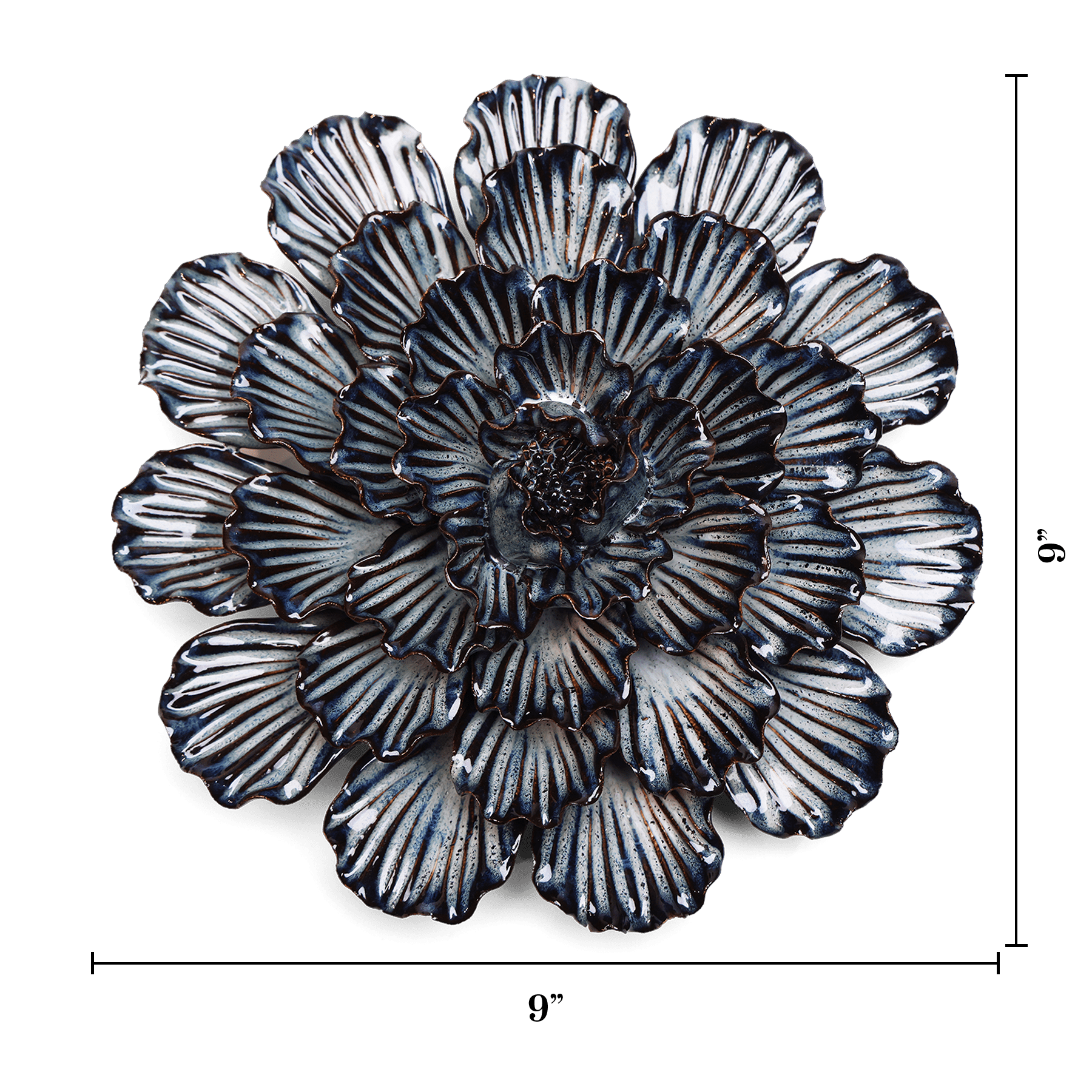Navy Dinner Plate Dahlia Ceramic Wall Flower | Chive