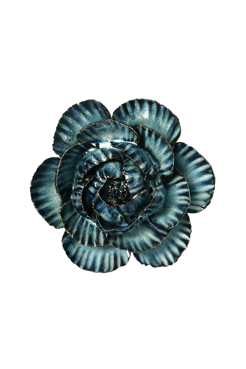 Navy Blue Cabbage Flower ceramic wall flower - Japan collection - Chive Ceramics Studio