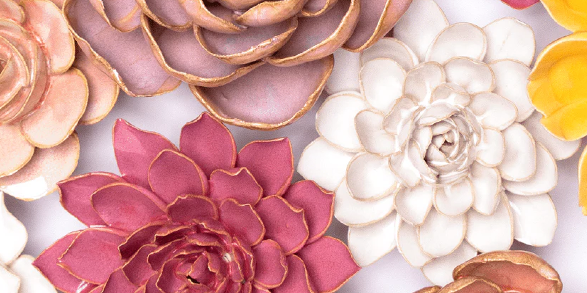 Handmade ceramic snowdrop January birth flower wall art by Chive,
ivory white petals, keyhole hanger, made without molds Toronto